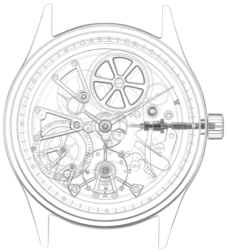 Technical drawing of the Garrick S8, front view